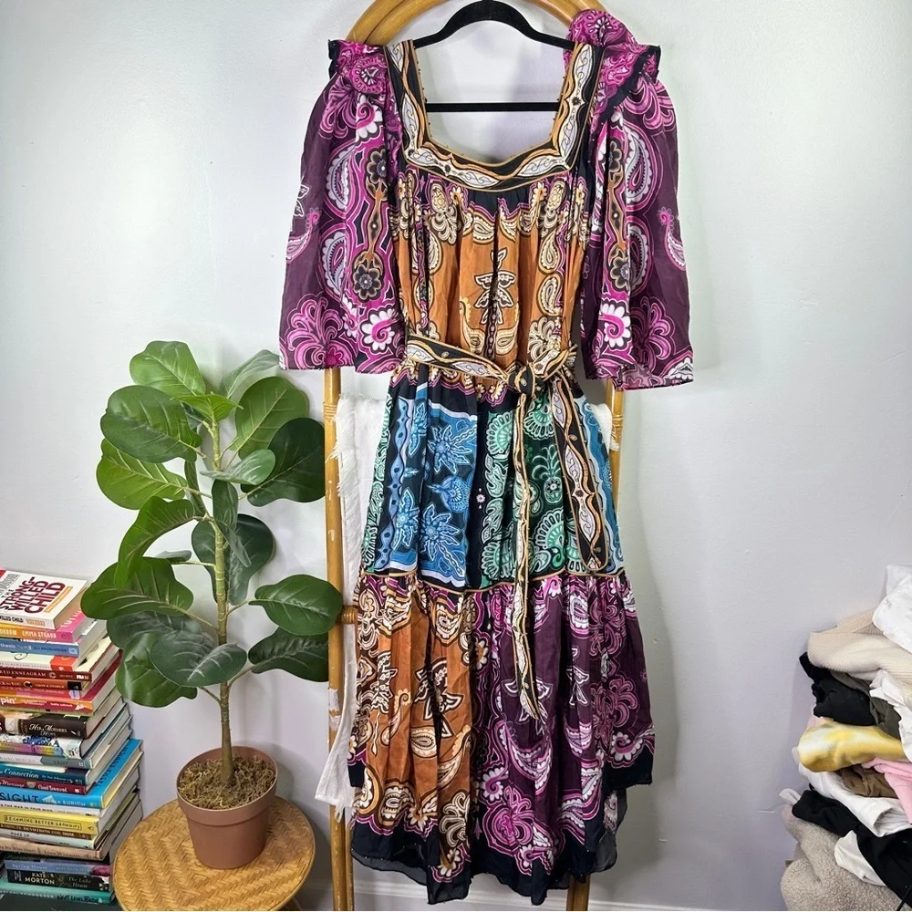 Farm Rio Multicolor Paisley Midi Dress sz XS - Picture 5 of 11